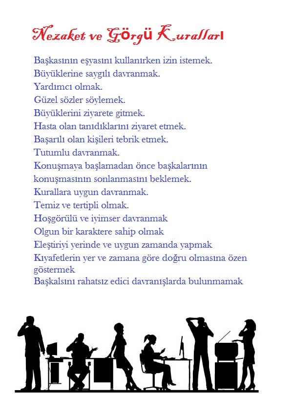 Nezaket ve görgü kuralları ile ilgili afiş
