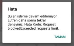 E Görüş Quota exceeded hatası