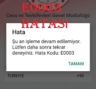E0003 hatası