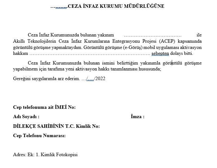 E-Görüş 3 cihaz hatası dilekçe örneği