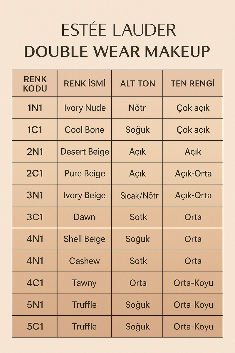 Estee Lauder renk tonları